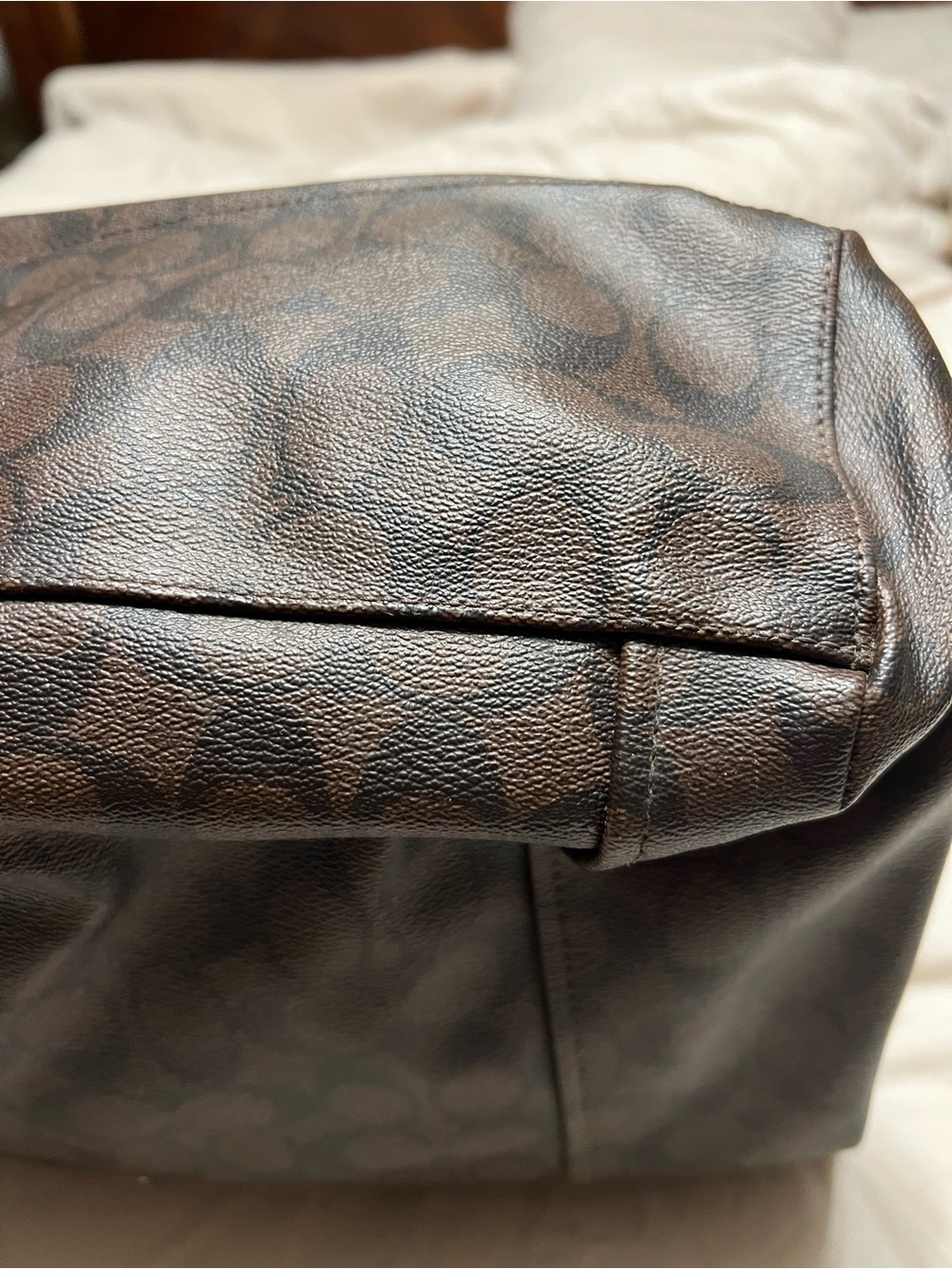 Coach Brown Signature Tote with Black Leather Straps - Picture 8 of 13